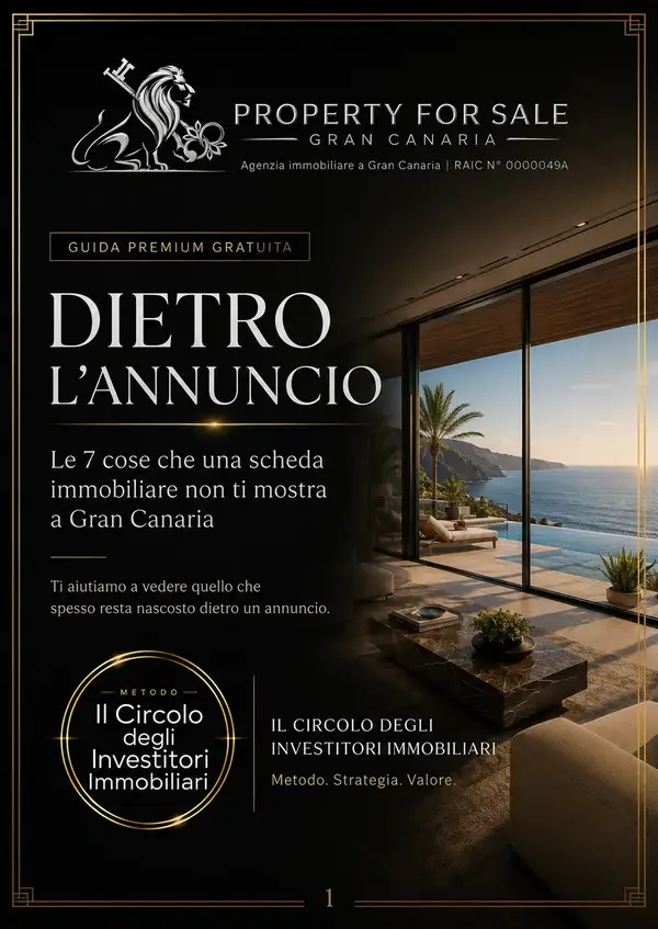 Copertina della guida immobiliare Dietro l’annuncio per comprare vendere o investire a Gran Canaria con il metodo Il Circolo degli Investitori Immobiliari